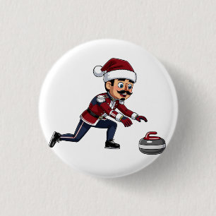 Chapa Redonda De 2,5 Cm Jugador de Curling Cascanueces Festejo Deportes de