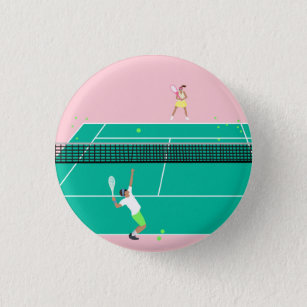 Chapa Redonda De 2,5 Cm Jugador de partido de tenis de arte moderno Pink G