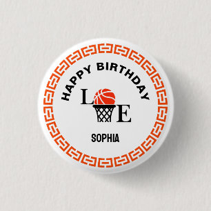Chapa Redonda De 2,5 Cm Jugadora de Baloncesto Chica, Cumpleaños de Chica