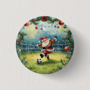 Chapa Redonda De 2,5 Cm Jugando Santa Claus en el campo de los Navidades d