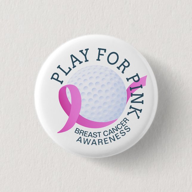 Chapa Redonda De 2,5 Cm Jugar Para Concienciación Sobre El Cáncer De Mama  (Anverso)