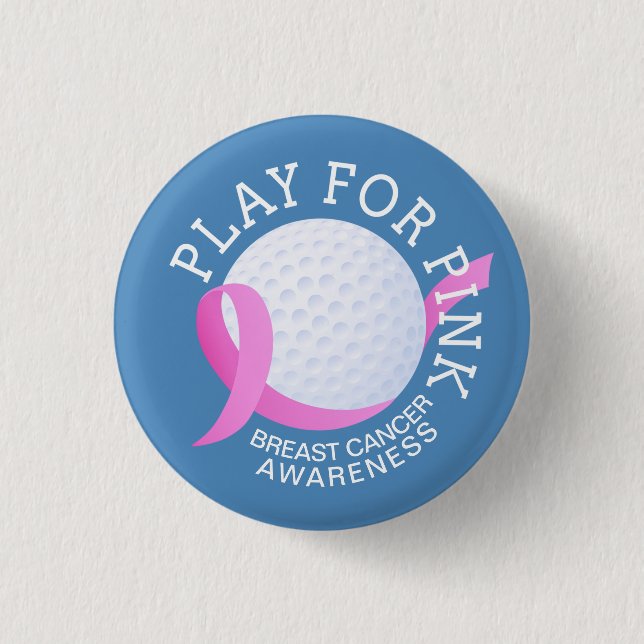 Chapa Redonda De 2,5 Cm Jugar Para Concienciación Sobre El Cáncer De Mama  (Anverso)