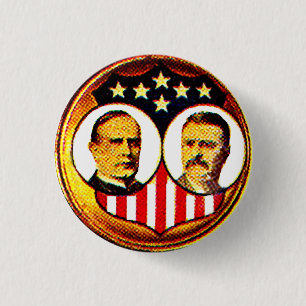 Chapa Redonda De 2,5 Cm Jugate de McKinley-Roosevelt