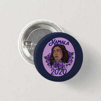 Chapa Redonda De 2,5 Cm Kamala 2020 Arte violeta morado floral