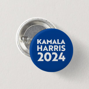 Chapa Redonda De 2,5 Cm Kamala Harris 2024 tipografía moderna azul blanco
