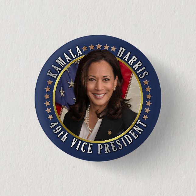 Chapa Redonda De 2,5 Cm Kamala Harris 49ª Conmemoración del Vicepresidente (Anverso)