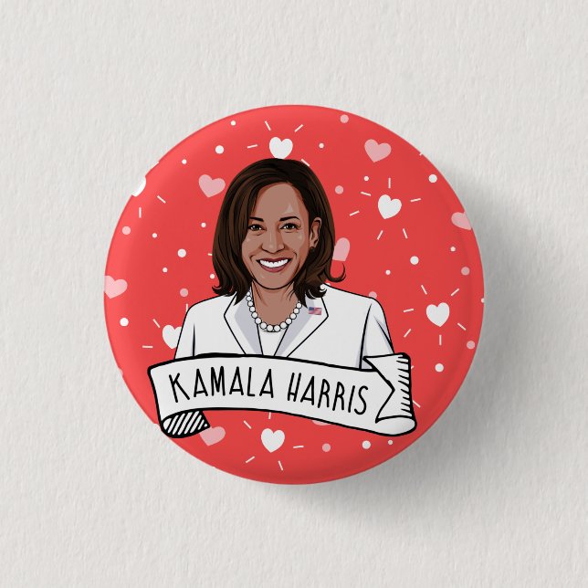 Chapa Redonda De 2,5 Cm Kamala Harris El día de San Valentín (Anverso)