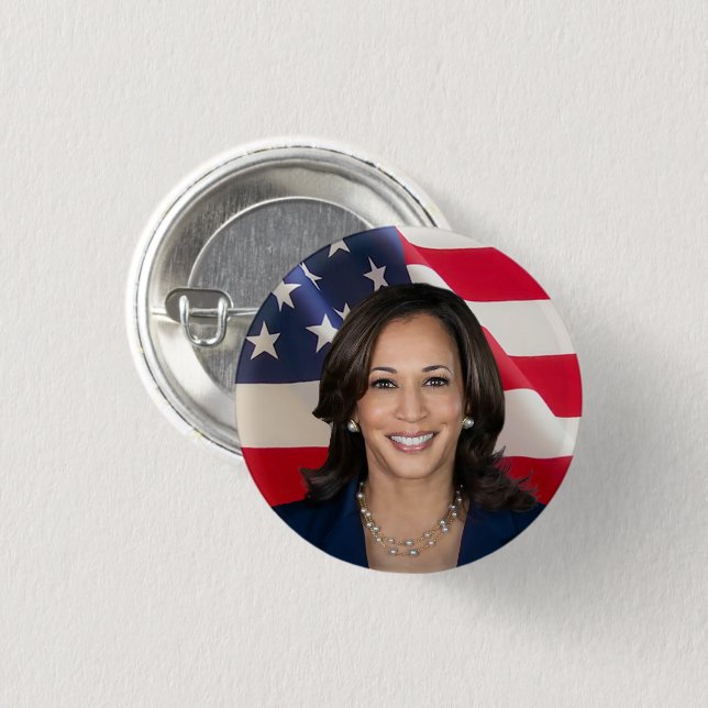 Chapa Redonda De 2,5 Cm Kamala Harris por América (Anverso y reverso)