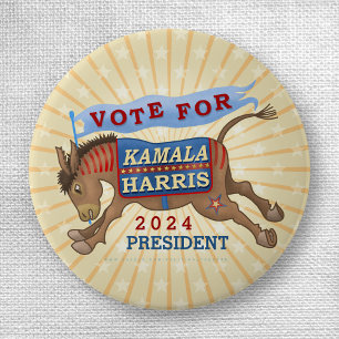 Chapa Redonda De 2,5 Cm Kamala Harris por el presidente del Donkey 2024