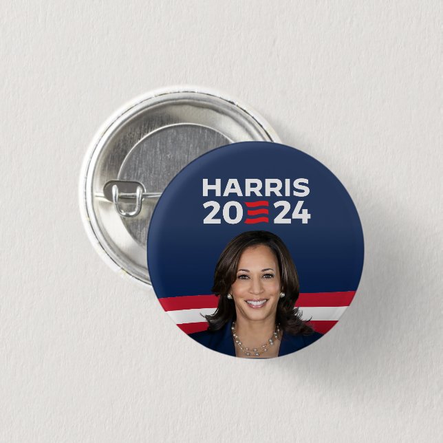 Chapa Redonda De 2,5 Cm Kamala Harris por la presidencia en 2024 (Anverso y reverso)