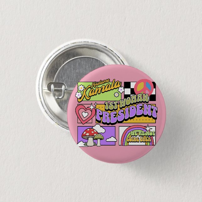 Chapa Redonda De 2,5 Cm Kamala Harris Primera investidura de presidenta (Anverso y reverso)