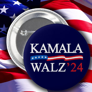 Chapa Redonda De 2,5 Cm Kamala Harris Walz 2024 Obviamente Azul