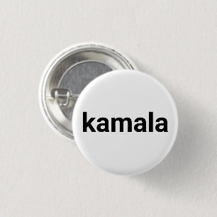 Chapa Redonda De 2,5 Cm kamala tipografía minimalista simple blanco negro