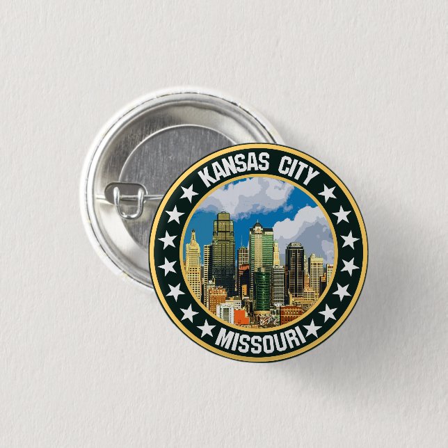 Chapa Redonda De 2,5 Cm Kansas City (Anverso y reverso)
