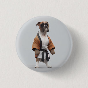 Chapa Redonda De 2,5 Cm Karate de la Obra de Perro de Boxer, Perro de Boxe