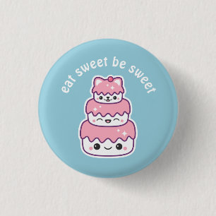Chapa Redonda De 2,5 Cm Kawaii Kitty Cat Cake