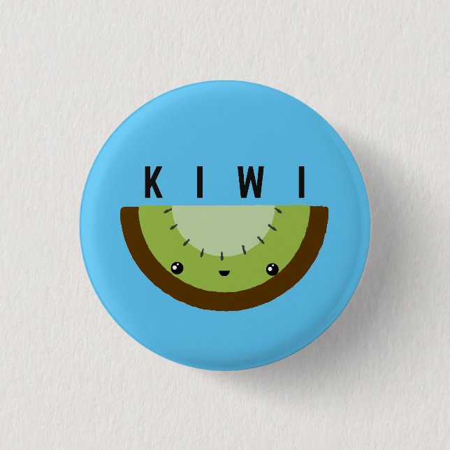 Chapa Redonda De 2,5 Cm Kawaii | Kiwi | Insignia (Anverso)
