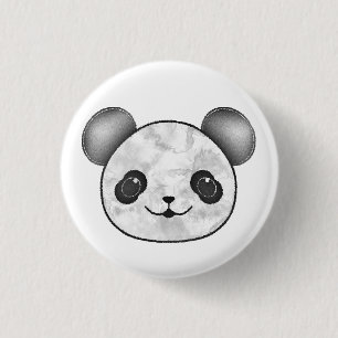 Chapa Redonda De 2,5 Cm Kawaii Panda Dibujando En Blanco Y Negro