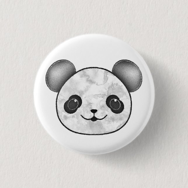 Chapa Redonda De 2,5 Cm Kawaii Panda Dibujando En Blanco Y Negro (Anverso)