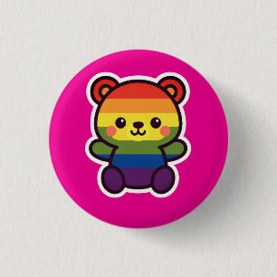 Chapa Redonda De 2,5 Cm Kawaii Rainbow Teddy - Una elegante fiesta del org