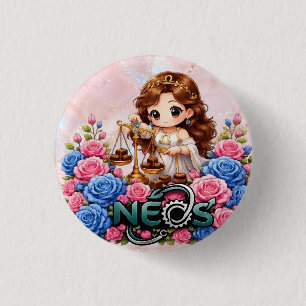 Chapa Redonda De 2,5 Cm Kawaii Zodiaco Neos Libra