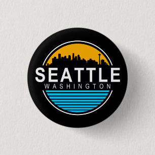 Chapa Redonda De 2,5 Cm Keychain Skyline de Seattle