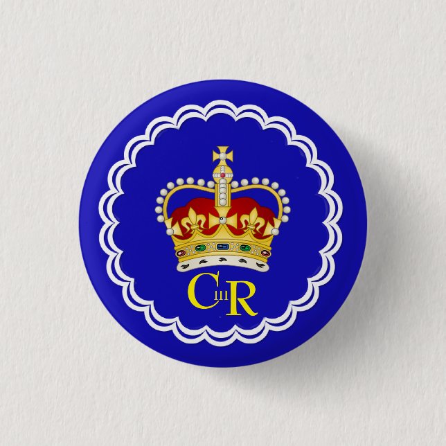 Chapa Redonda De 2,5 Cm  King Charles III Monogram and Crown   (Anverso)