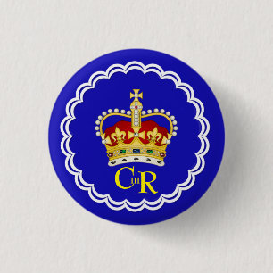 Chapa Redonda De 2,5 Cm King Charles III Monogram and Crown