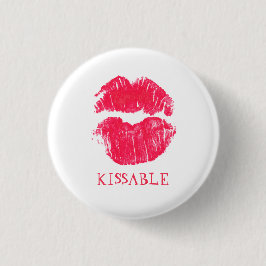 Chapa Redonda De 2,5 Cm Kissable Lips Red Lipstick Kiss El día de San Vale