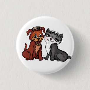 Chapa Redonda De 2,5 Cm Kitty y Puppy