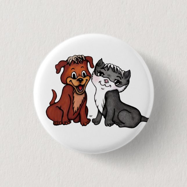 Chapa Redonda De 2,5 Cm Kitty y Puppy (Anverso)