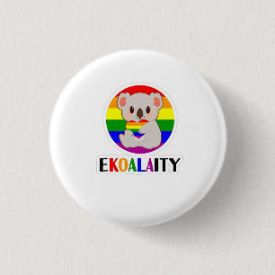 Chapa Redonda De 2,5 Cm Koala, gay igualitario, tiene un gracioso Rainbo L
