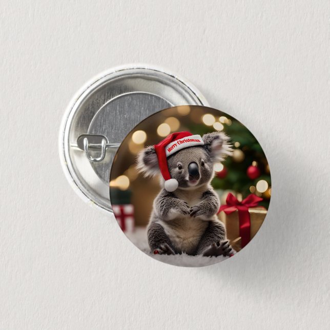 Chapa Redonda De 2,5 Cm "Koala Kris Kringle: Navidades en Australia" (Anverso y reverso)