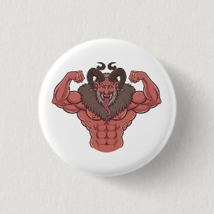 Chapa Redonda De 2,5 Cm Krampus espeluznante de Navidad Flexionando múscul