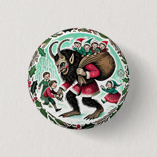 Chapa Redonda De 2,5 Cm Krampus Navidad
