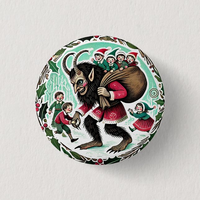 Chapa Redonda De 2,5 Cm Krampus Navidad (Anverso)