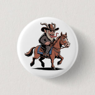 Chapa Redonda De 2,5 Cm Krampus Navideño Vaquero Malvado Caballo Occidenta