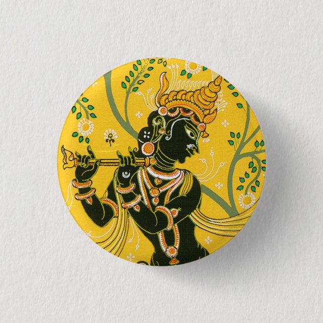 Chapa Redonda De 2,5 Cm Krishna (Anverso)