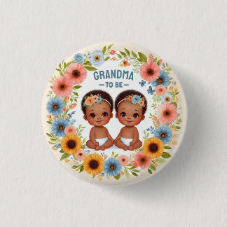 Chapa Redonda De 2,5 Cm La abuela de Baby Shower de los chicos gemelos afr