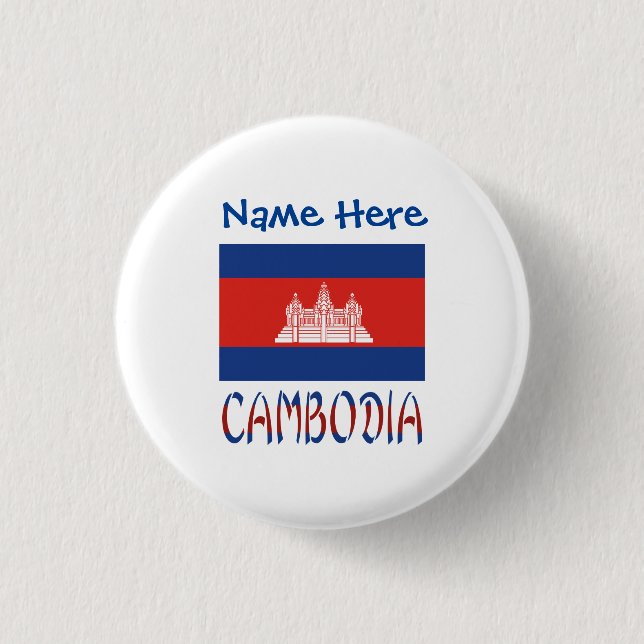 Chapa Redonda De 2,5 Cm La bandera camboyana es personalizada (Anverso)