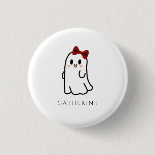 Chapa Redonda De 2,5 Cm La burla roja de Halloween Fantasma Girly