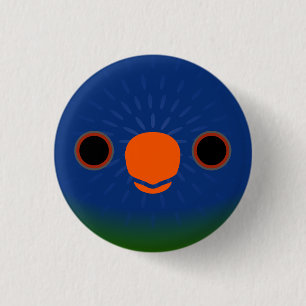 Chapa Redonda De 2,5 Cm La cara de un lorikeet de frente azul