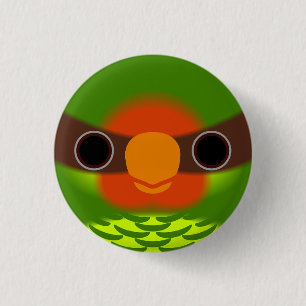 Chapa Redonda De 2,5 Cm La cara de un lorikeet de Mindanao