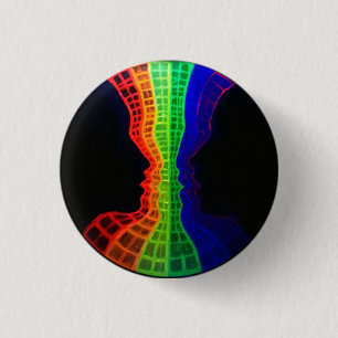 Chapa Redonda De 2,5 Cm La fuente del amor arco iris colorido y fluorescen