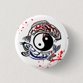 Chapa Redonda De 2,5 Cm La mancha de sangre de Guay Yin Yang Koi Pece arte