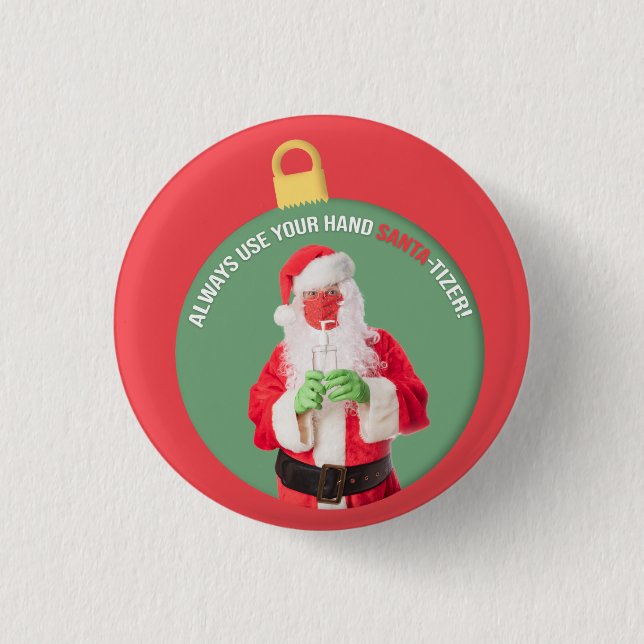 Chapa Redonda De 2,5 Cm La mano SANTA-tizer Santa Claus 2020 (Anverso)