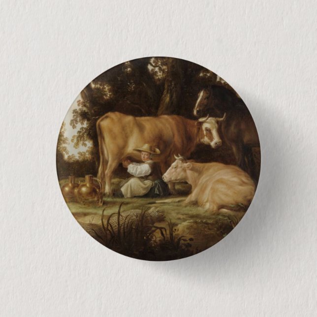Chapa Redonda De 2,5 Cm La Milkmaid Aelbert Cuyp (Anverso)