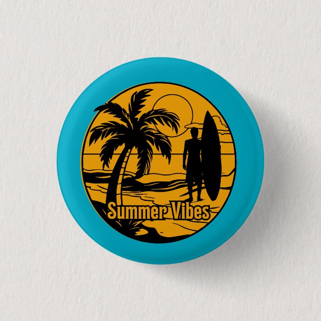 Chapa Redonda De 2,5 Cm la playa (Anverso)