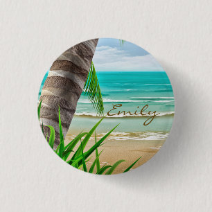 Chapa Redonda De 2,5 Cm La playa de Paradise Island Tropical Personalizada