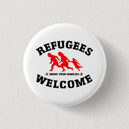 Chapa Redonda De 2,5 Cm La recepción de los refugiados trae a sus familias